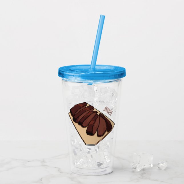 Beef brisket cartoon illustration acrylic tumbler (Back Ice)