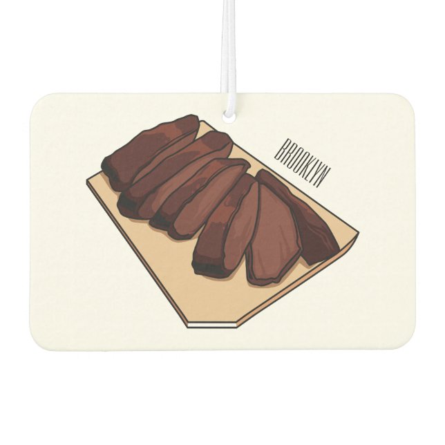 Beef brisket cartoon illustration air freshener (Front)
