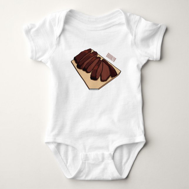 Beef brisket cartoon illustration    baby bodysuit (Front)