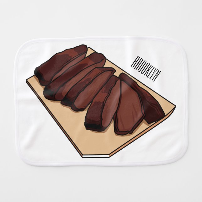 Beef brisket cartoon illustration  baby burp cloth (Front Horizontal)