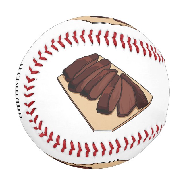 Beef brisket cartoon illustration baseball (Front Left)