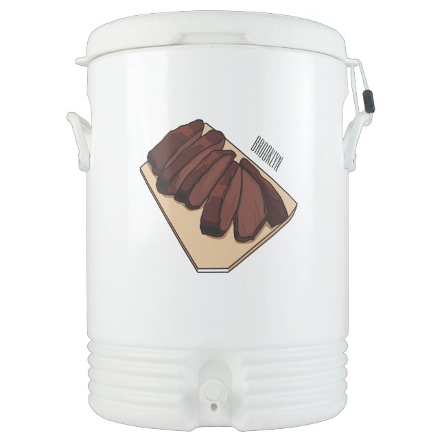 Beef brisket cartoon illustration beverage cooler (Front)