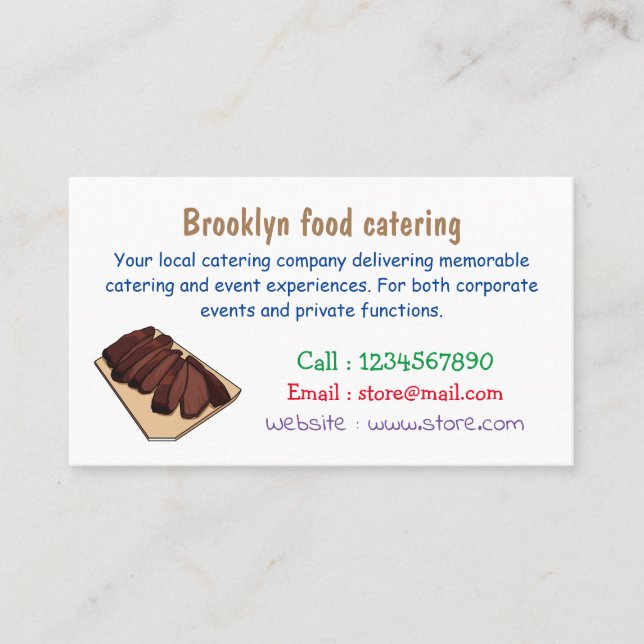 Beef brisket cartoon illustration business card (Front)