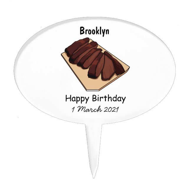 Beef brisket cartoon illustration cake topper (Front)