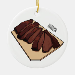 Beef brisket cartoon illustration ceramic ornament
