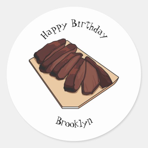 Beef brisket cartoon illustration classic round sticker