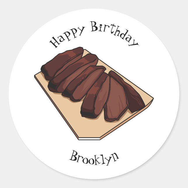Beef brisket cartoon illustration classic round sticker (Front)
