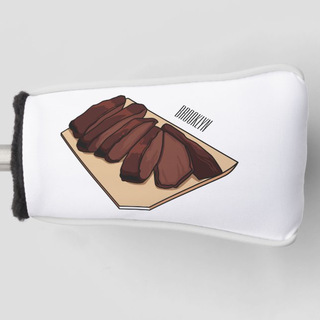 Beef brisket cartoon illustration  golf head cover (Front)