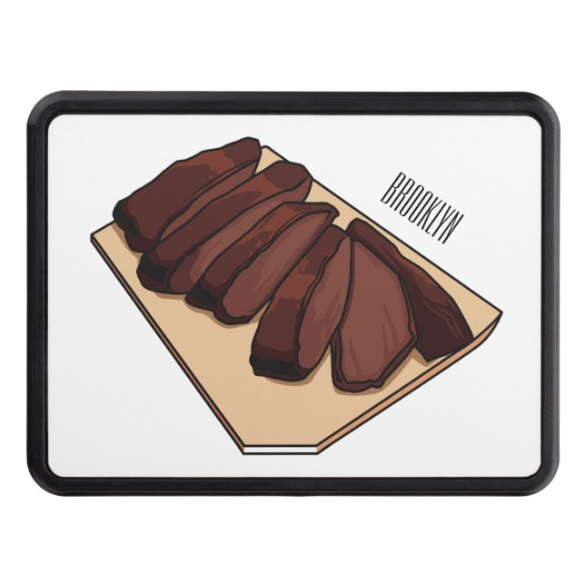 Beef brisket cartoon illustration  hitch cover (Front)