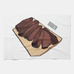 Beef brisket cartoon illustration kitchen towel