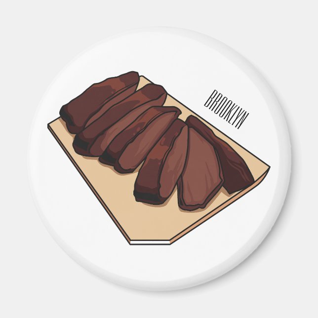 Beef brisket cartoon illustration  magnet (Front)
