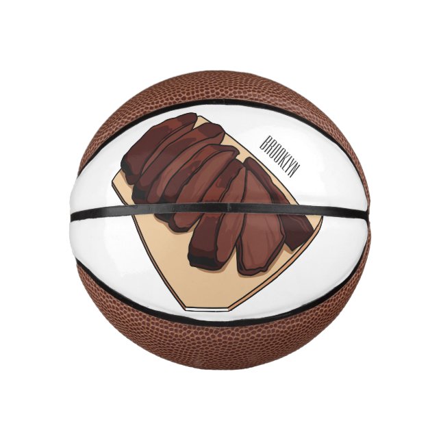Beef brisket cartoon illustration mini basketball (Front)
