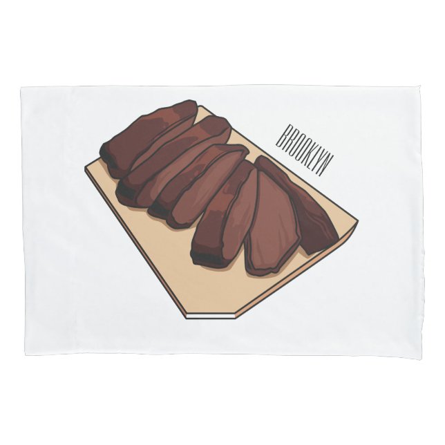 Beef brisket cartoon illustration  pillow case (Front)