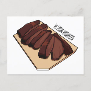 Beef brisket cartoon illustration postcard