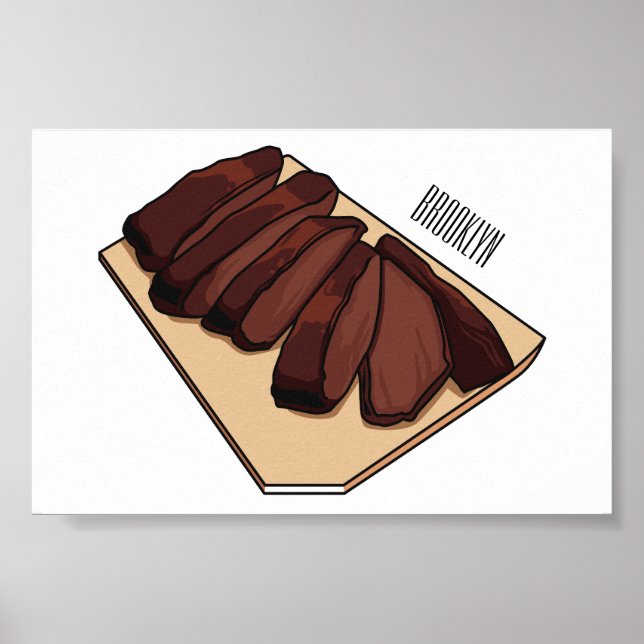 Beef brisket cartoon illustration  poster (Front)