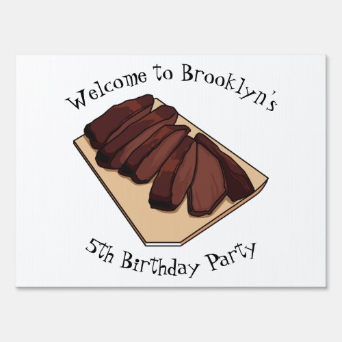 Beef brisket cartoon illustration sign