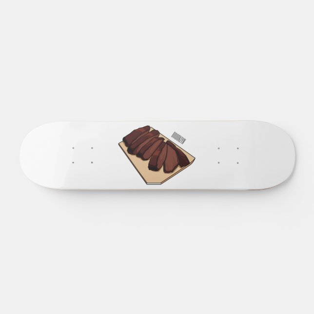 Beef brisket cartoon illustration skateboard (Horz)
