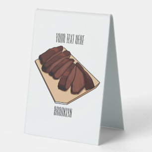 Beef brisket cartoon illustration table tent