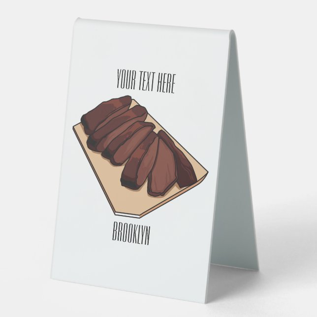 Beef brisket cartoon illustration  table tent (Front)