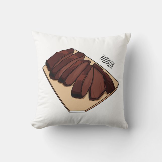 Beef brisket cartoon illustration  throw pillow (Front)