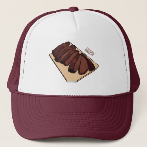 Beef brisket cartoon illustration  trucker hat