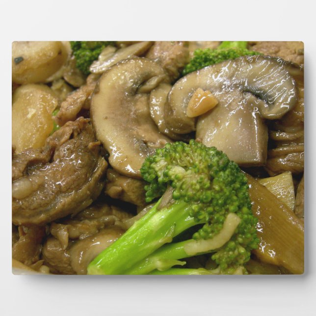 Beef, broccoli & mushroom stir fry plaque (Front)
