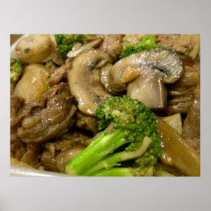 Beef, broccoli & mushroom stir fry poster