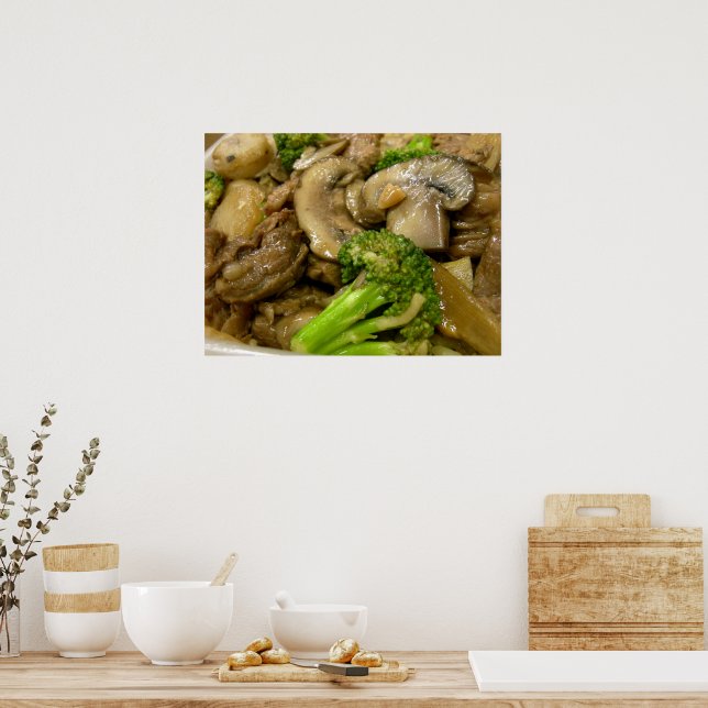 Beef, broccoli & mushroom stir fry poster (Kitchen)