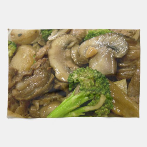 Beef broccoli  mushroom stir fry towel