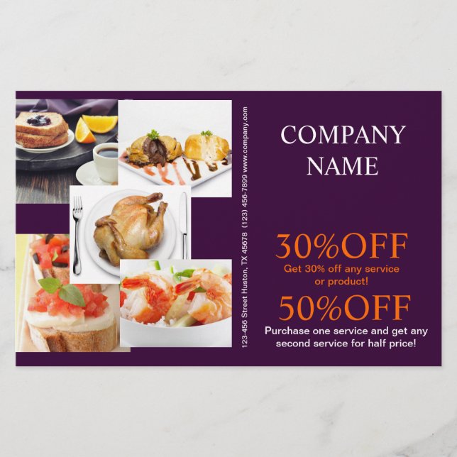 Beef burger sandwich chicken private chef catering flyer (Front)