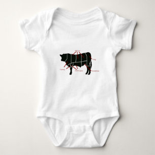Beef Butcher Chart - Tasty Delicious Yummy Beef! Baby Bodysuit