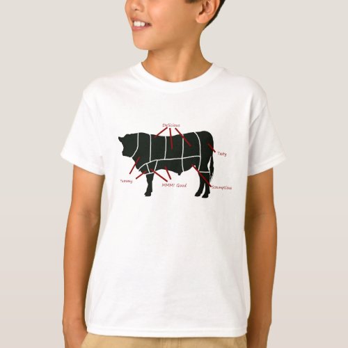 Beef Butcher Chart _ Tasty Delicious Yummy Beef T_Shirt