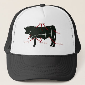 Beef Butcher Chart - Tasty Delicious Yummy Beef! Trucker Hat