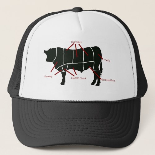 Beef Butcher Chart _ Tasty Delicious Yummy Beef Trucker Hat