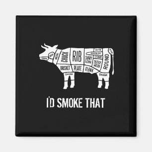 Beef Butcher Chef Cook Funny Smoke That Magnet