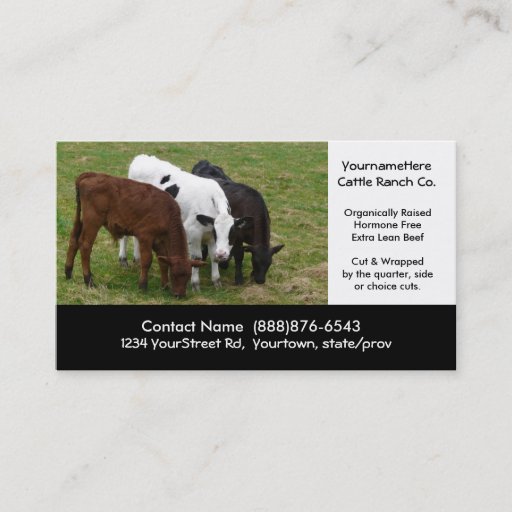 Customizable Beef Cattle Farming or Butchering Business Card