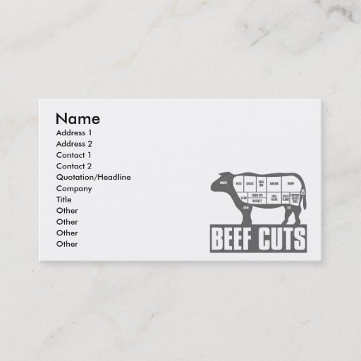 Customizable Beef_Cuts Business Card Templates