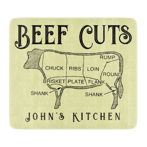 Beef Cuts Cow Diagram Personalized Kitchen Cutting Board