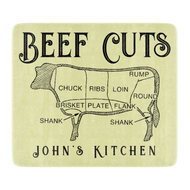 Beef Cuts Cow Diagram Personalized Kitchen Cutting Board (Front)