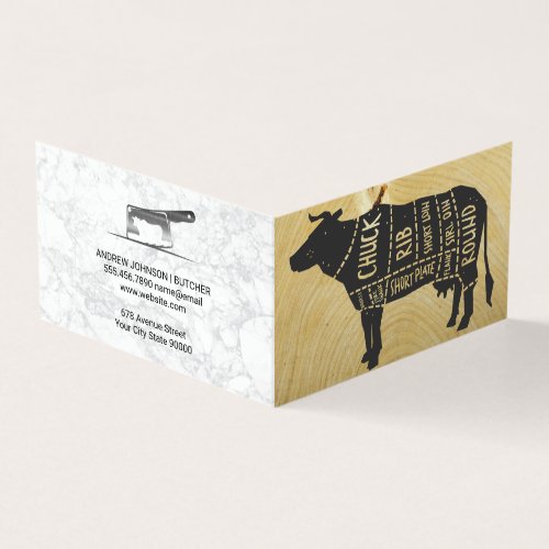 Beef Diagram  Butchers Knife Business Card