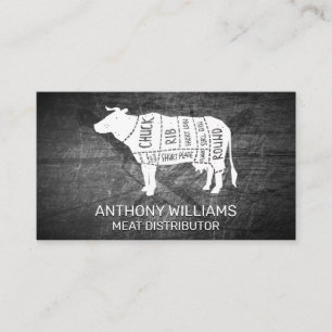 Beef Diagram   Scratched Metal Business Card