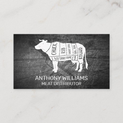 Beef Diagram  Scratched Metal Business Card