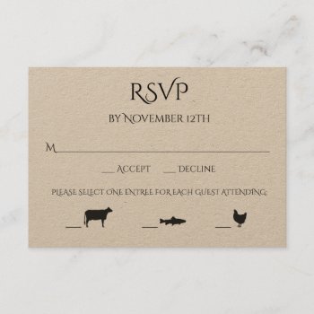 Beef Fish Chicken 3 Entree Choice Wedding Rsvp by HeartSongNotes at Zazzle