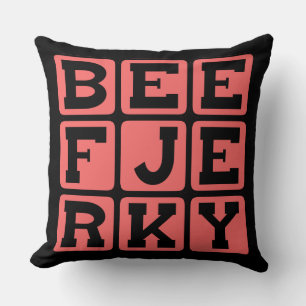 Beef Jerky, Dehydrated Treat Throw Pillow
