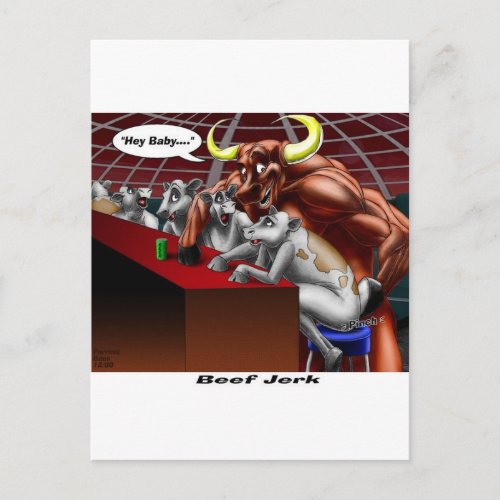 Beef Jerky Origins Funny Cow  Bull Cartoon Gifts Postcard