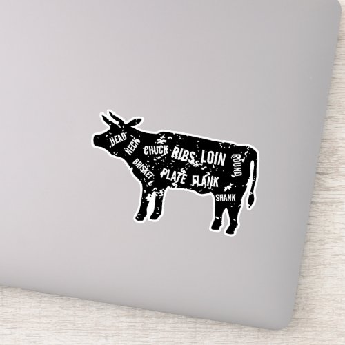Beef meat cuts cow silhouette vinyl sticker