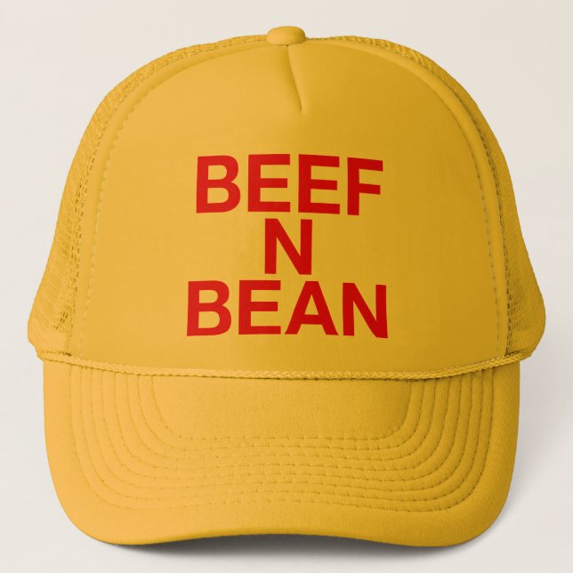 BEEF N BEAN fun slogan trucker hat (Front)