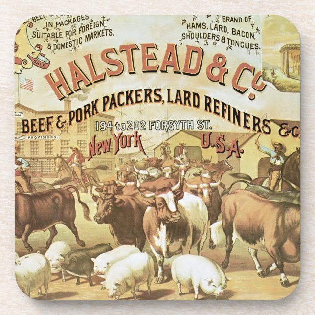 Beef & Pork Packers, c.1880 (colour litho) Coaster (Front)