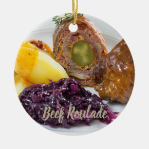 Beef Roulade with potatoes and red cabbage kitchen Ceramic Ornament