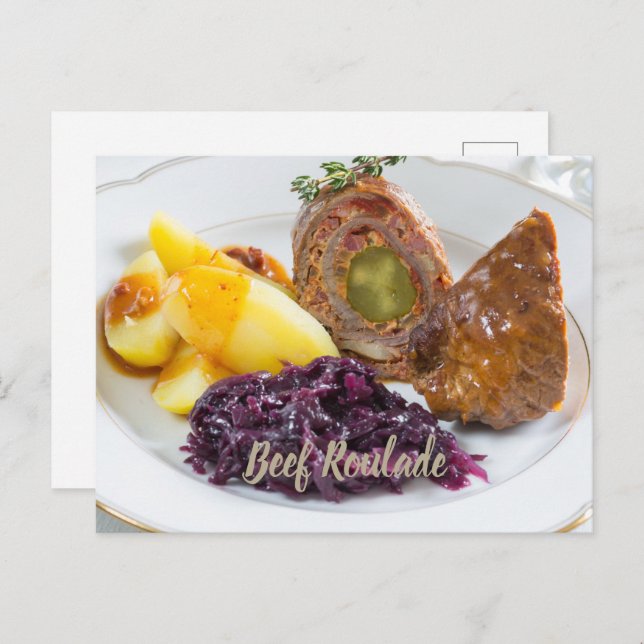 Beef Roulade with potatoes and red cabbage kitchen Holiday Postcard (Front/Back)